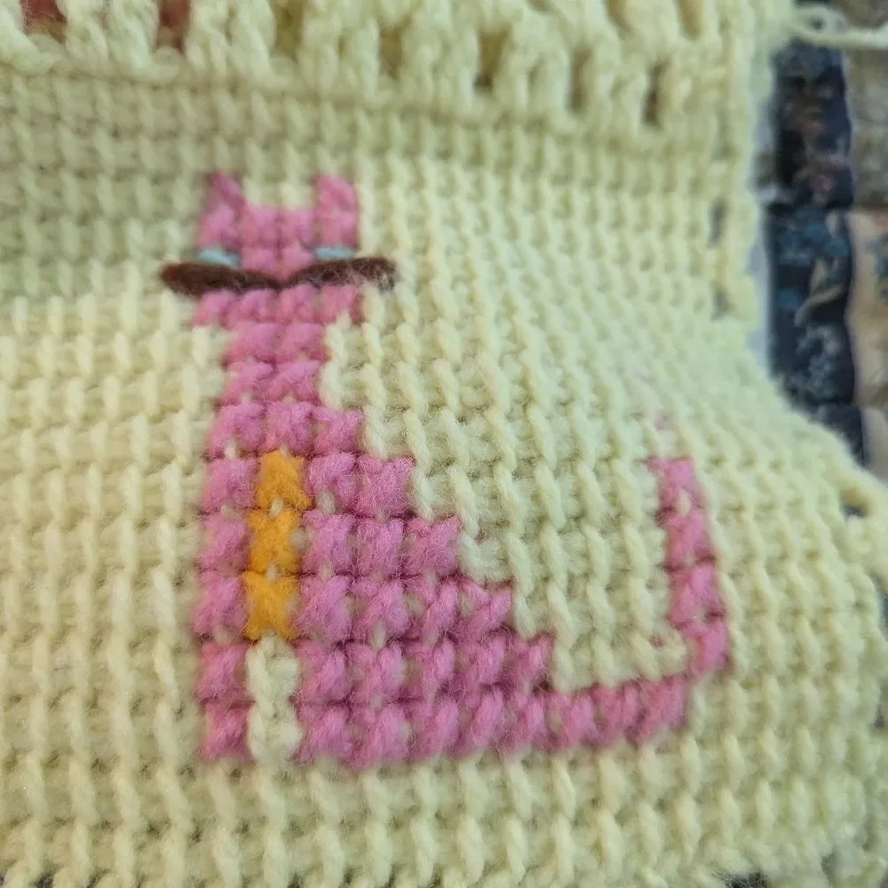 Vintage granny square‎ kids handknitted blanket